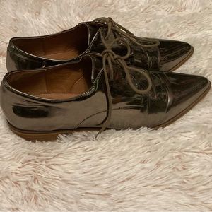 Metallic Shellys London pointy oxfords